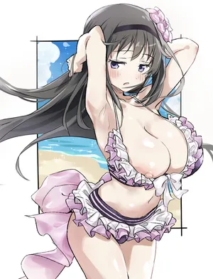 [momoiro tunozemi] Swimsuit Homura (Puella Magi Madoka Magica)