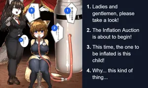 A female furry girl gets bloated and fills the entire venue at the belly auction [English]