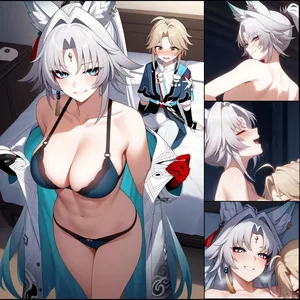 Yanqing is going to impregnate every girl at this rate. (Feixiao x yanqing) (honkai star rail) (artist: ai4fun)